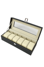 Boîte à Montres 6 Compartiments avec Couvercle Transparent