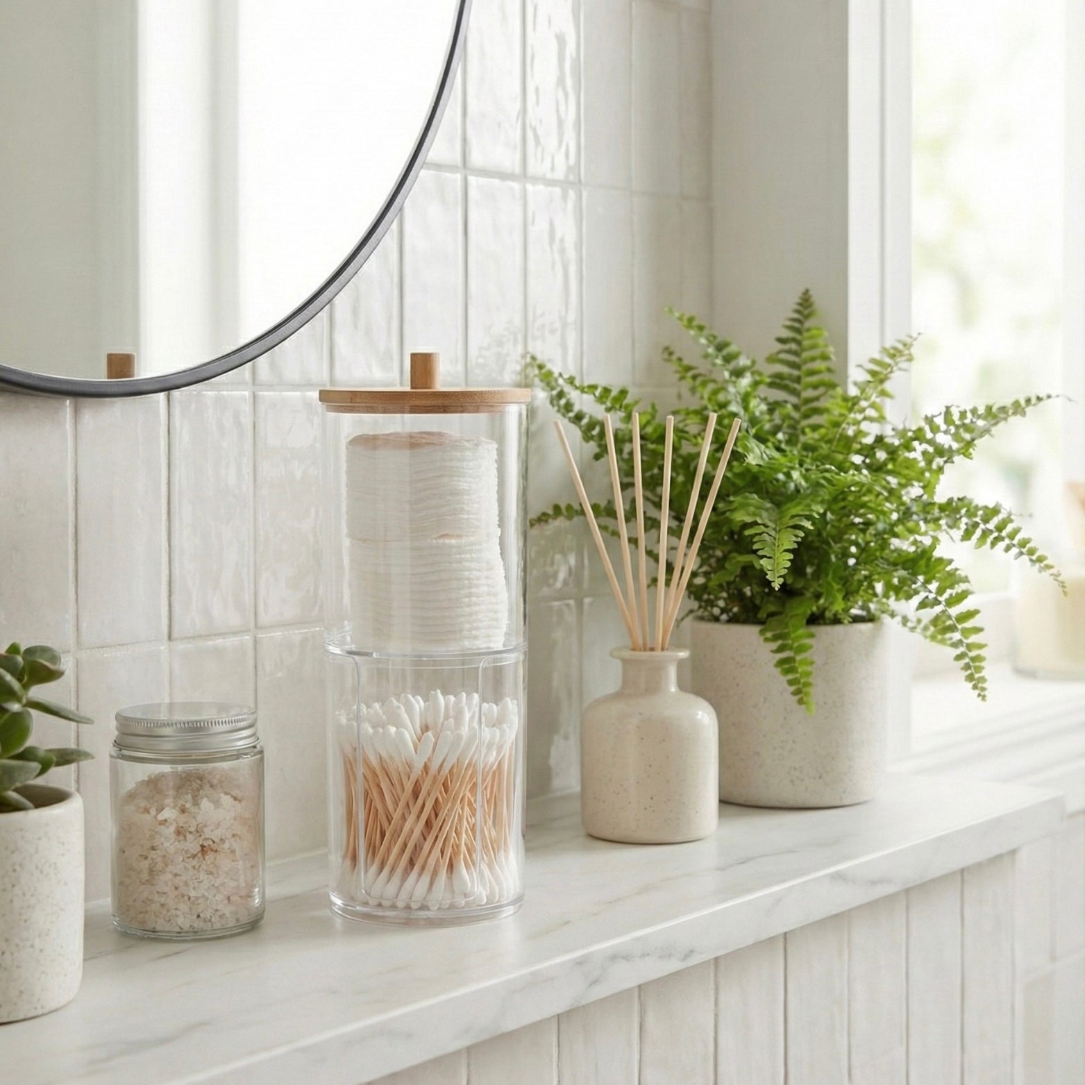 Boîte de Rangement 2-en-1 pour Cotons et Coton-Tiges