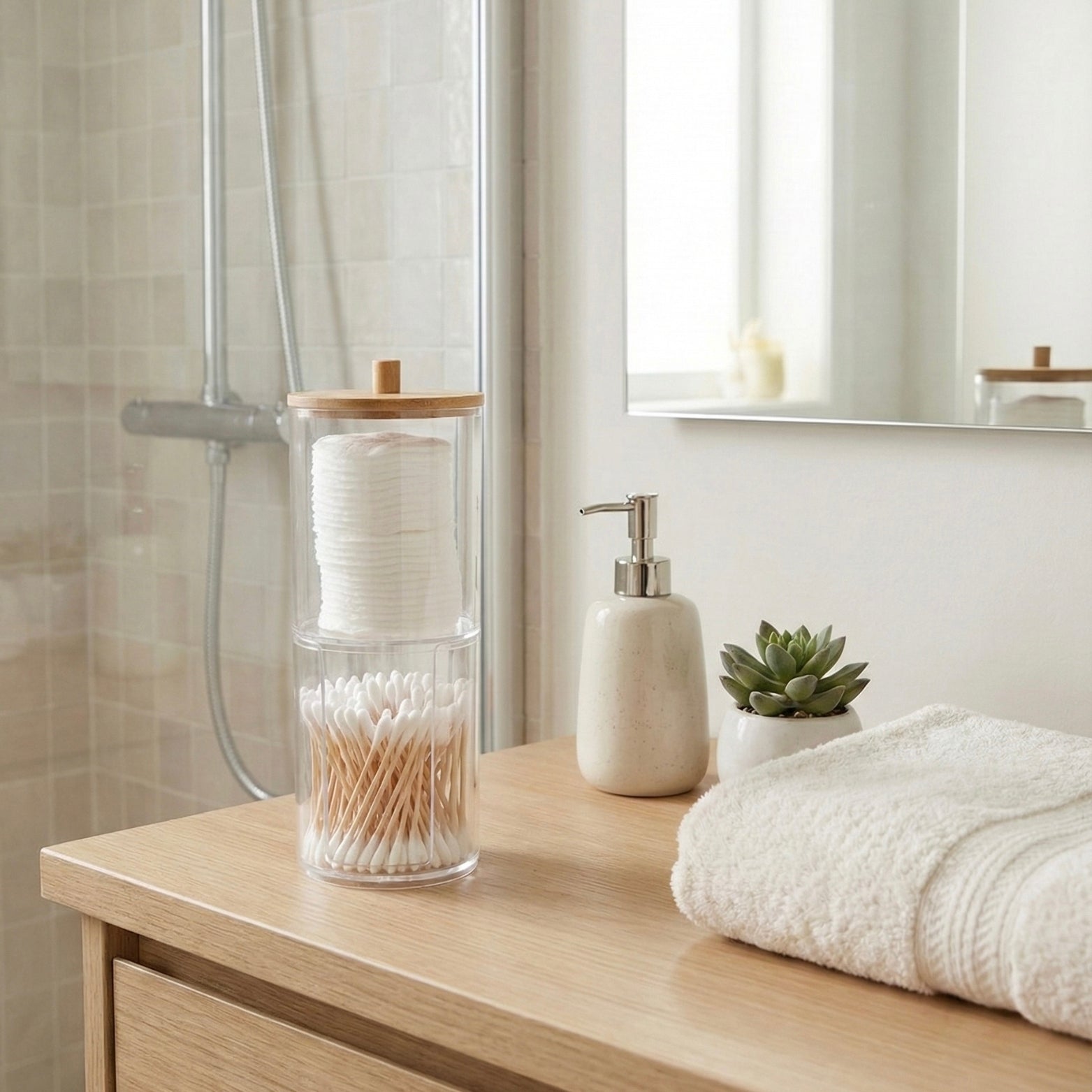 Boîte de Rangement 2-en-1 pour Cotons et Coton-Tiges