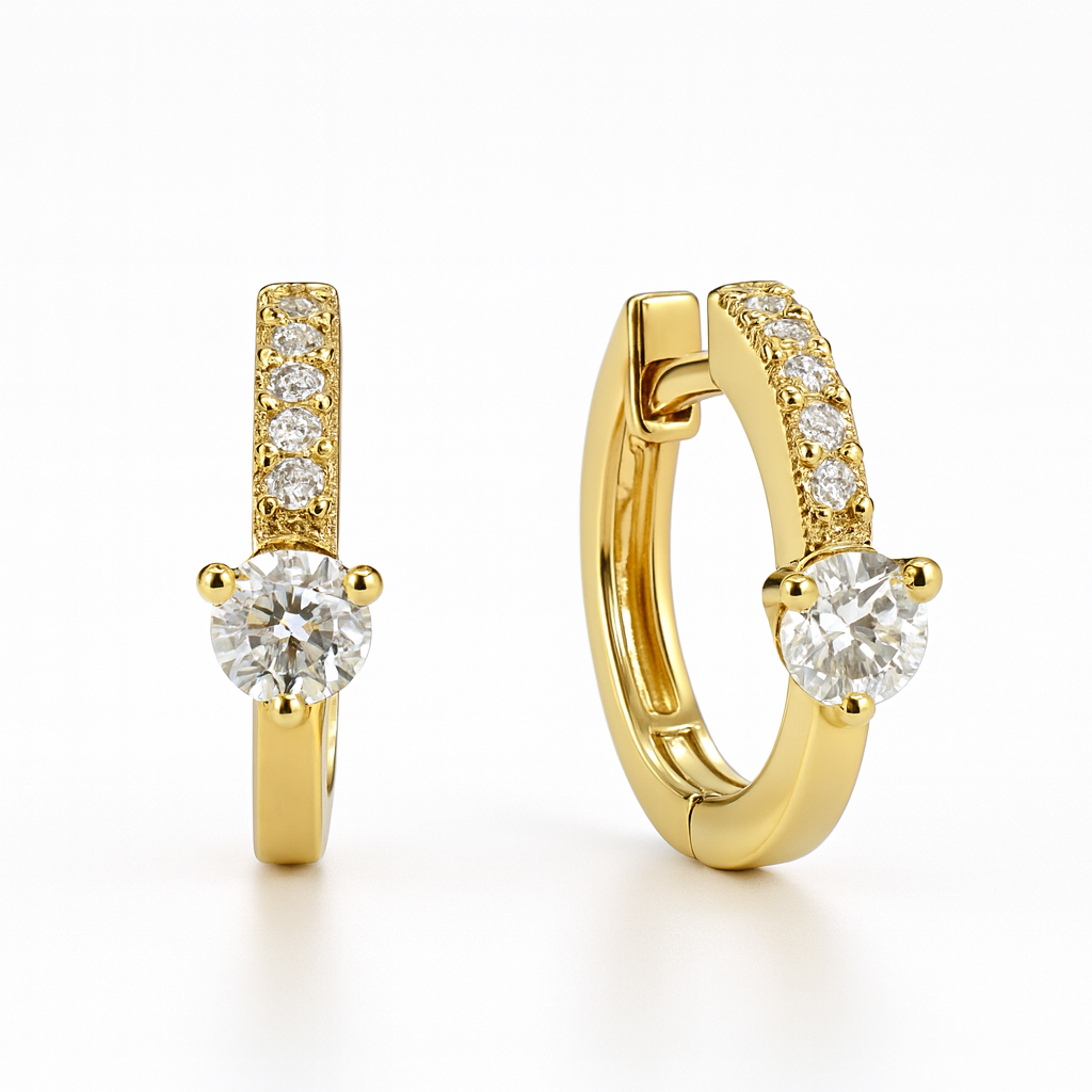 Boucles d’Oreilles Dorées – Pierre Ronde Scintillante