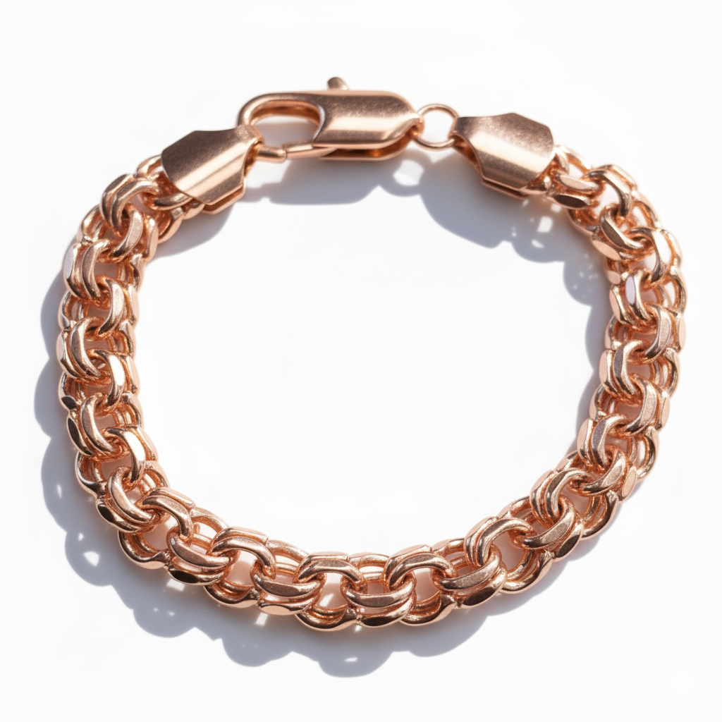 Bracelet Maille Byzantine Or Rose – Chaîne Royale Luxueuse