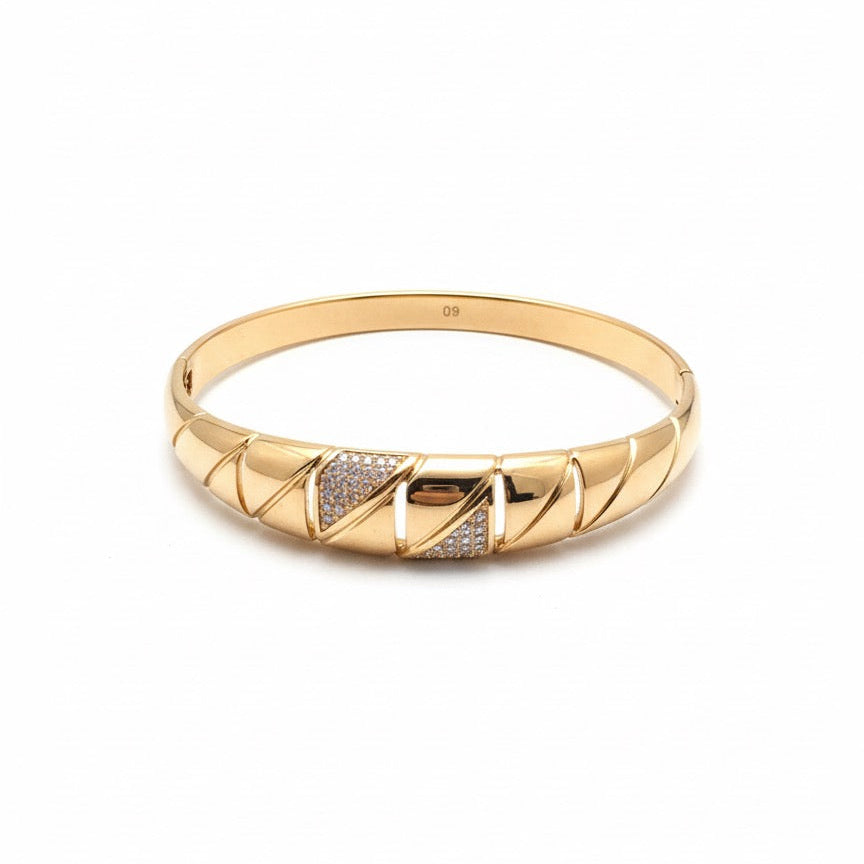 Bracelet Doré Rigide Motifs Géométriques & Strass