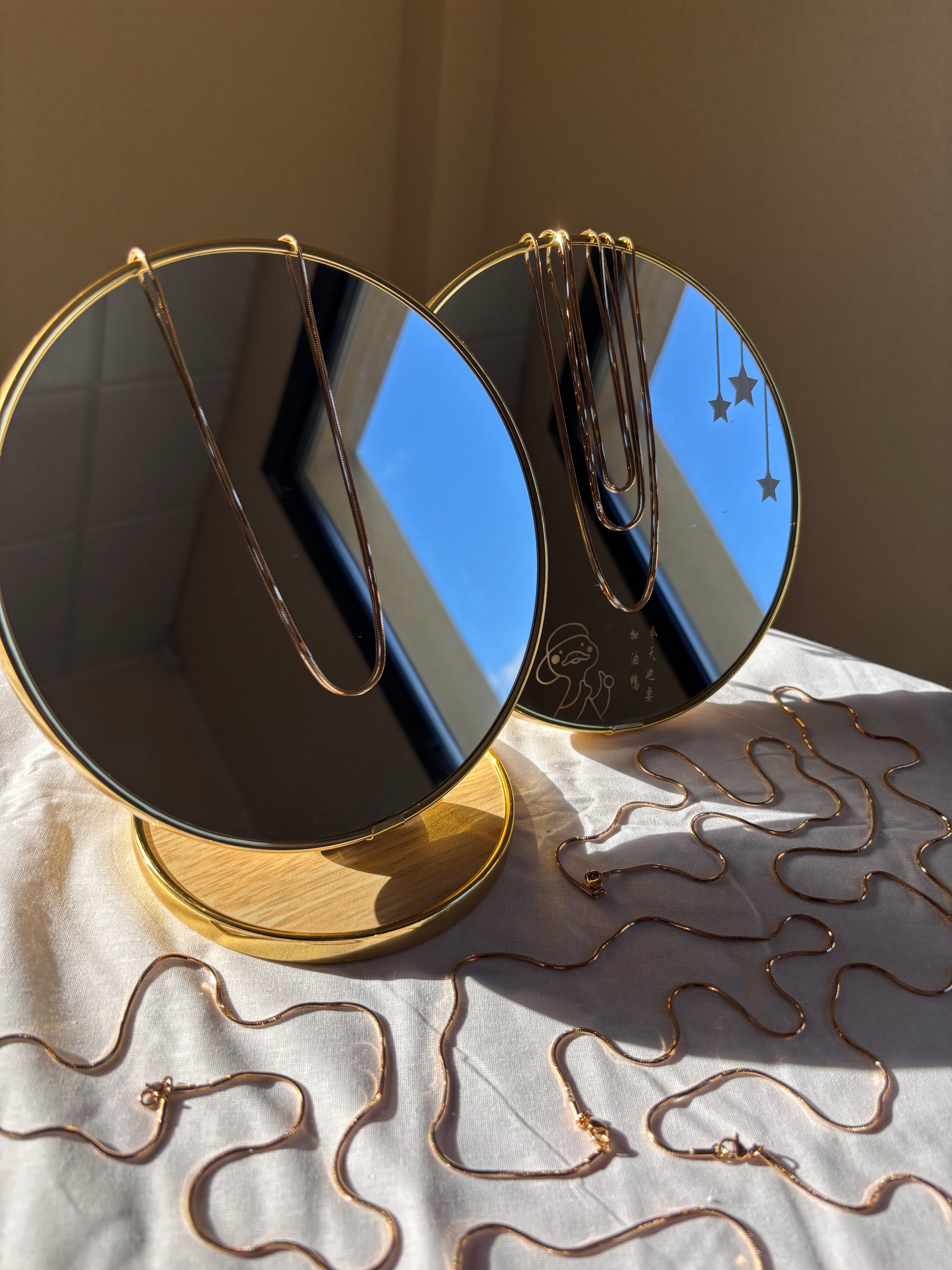 Miroir de Table Doré – 7 Formats Disponibles