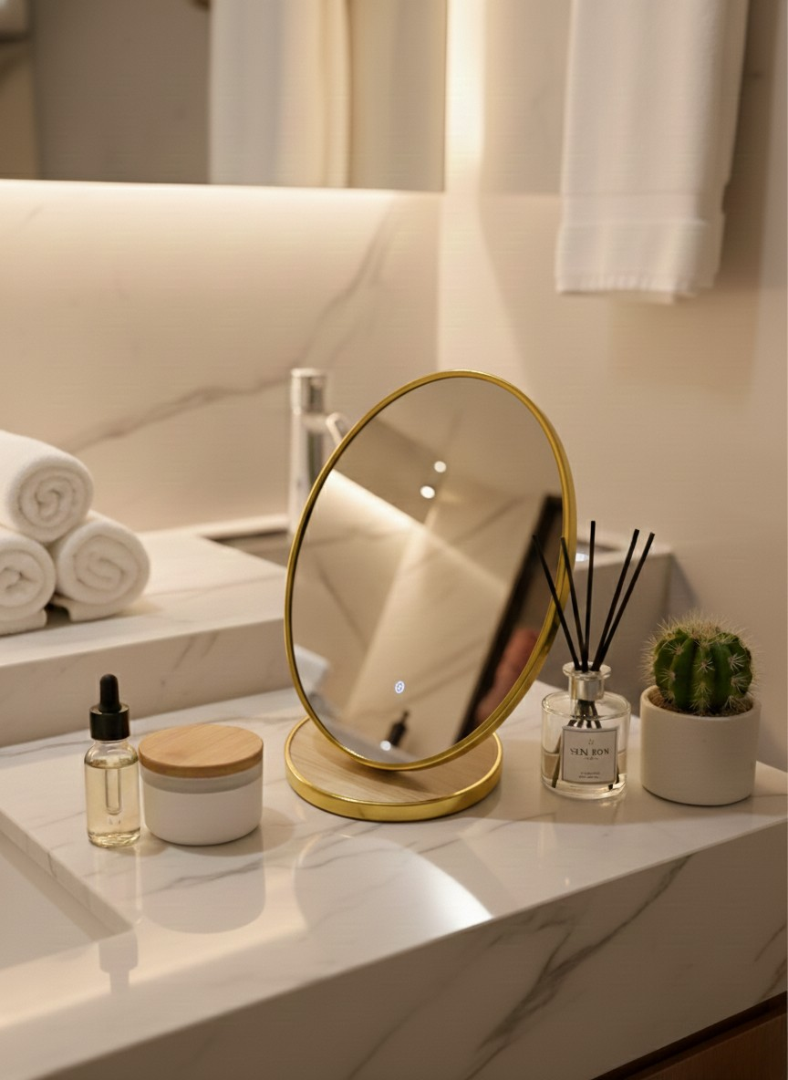 Miroir de Table Doré – Format Ovale