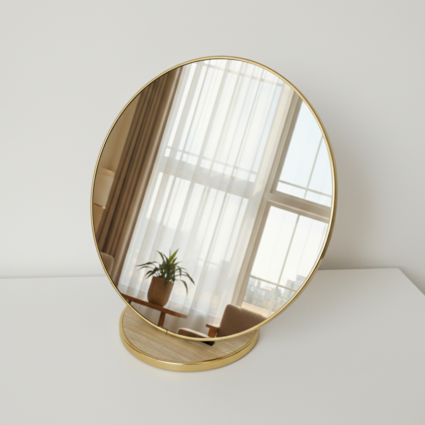 Miroir de Table Doré – Formats Rond
