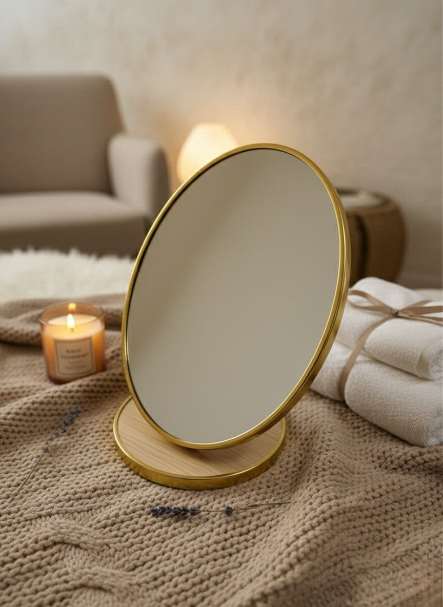 Miroir de Table Doré – Format Ovale