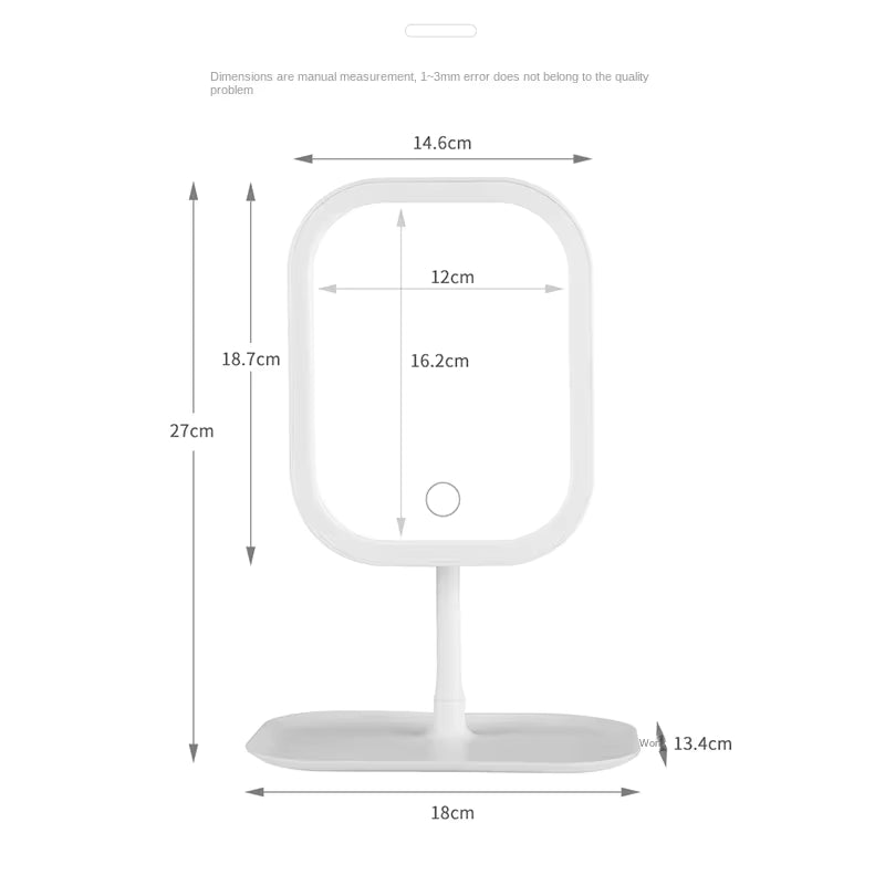 Dimensions du miroir de maquillage LED tactile