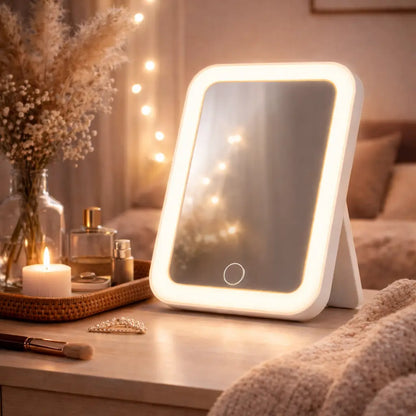 Miroir de maquillage LED tactile – 3 couleurs de lumière